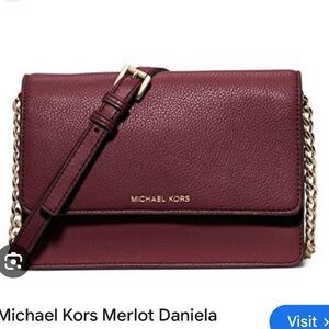 Michael Kors Daniela Large Saffiano Leather Crossbody Bag in Merlot